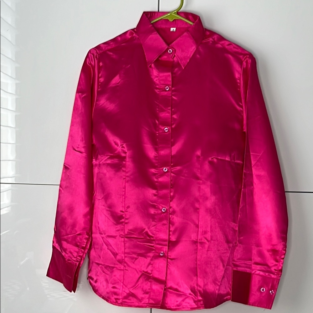 Satin Pink Button Down Shirt